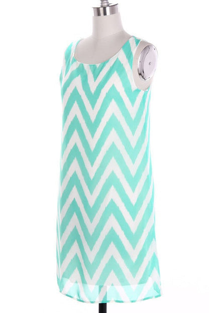 Trendy Chevron ZigZag Blouse Dress