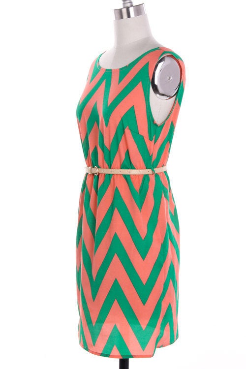 Feather Lightweight Dress with Chevron Pattern