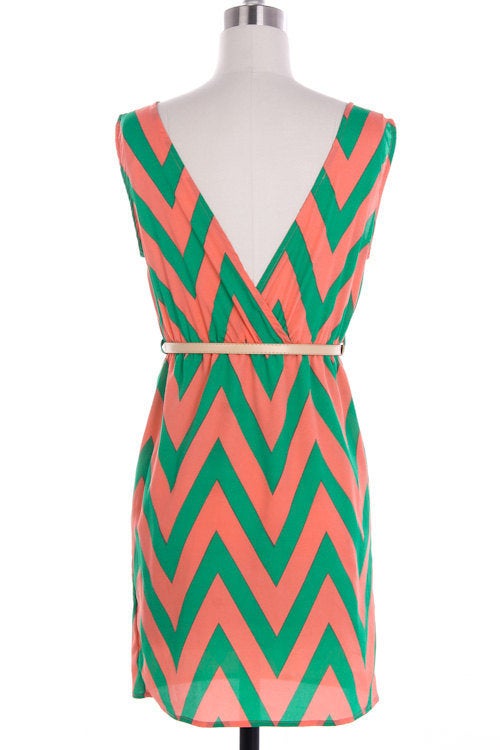 Feather Lightweight Dress with Chevron Pattern