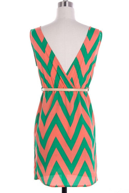 Feather Lightweight Dress with Chevron Pattern