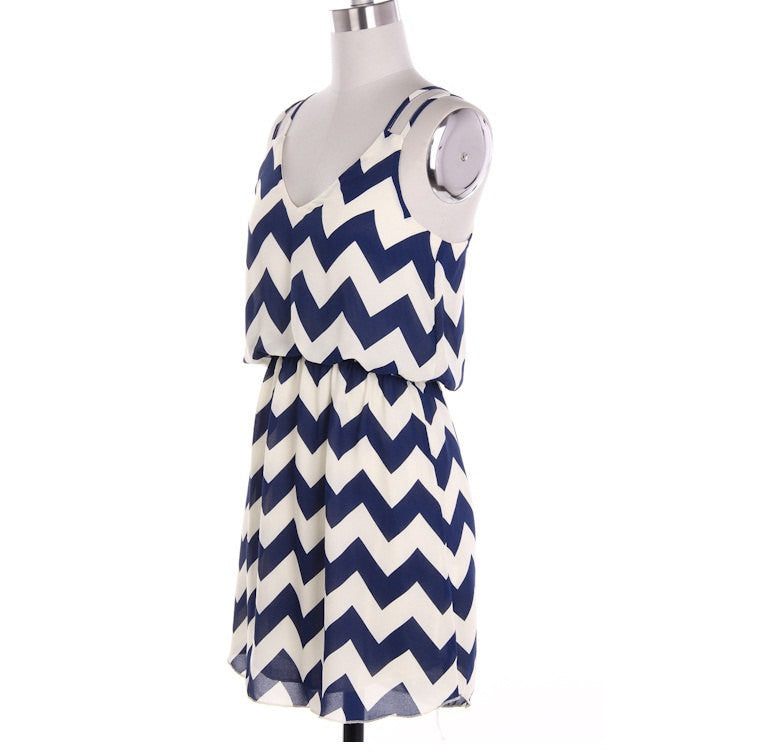 Navy Tank Top Chevron Dress - Bean Concept - Etsy