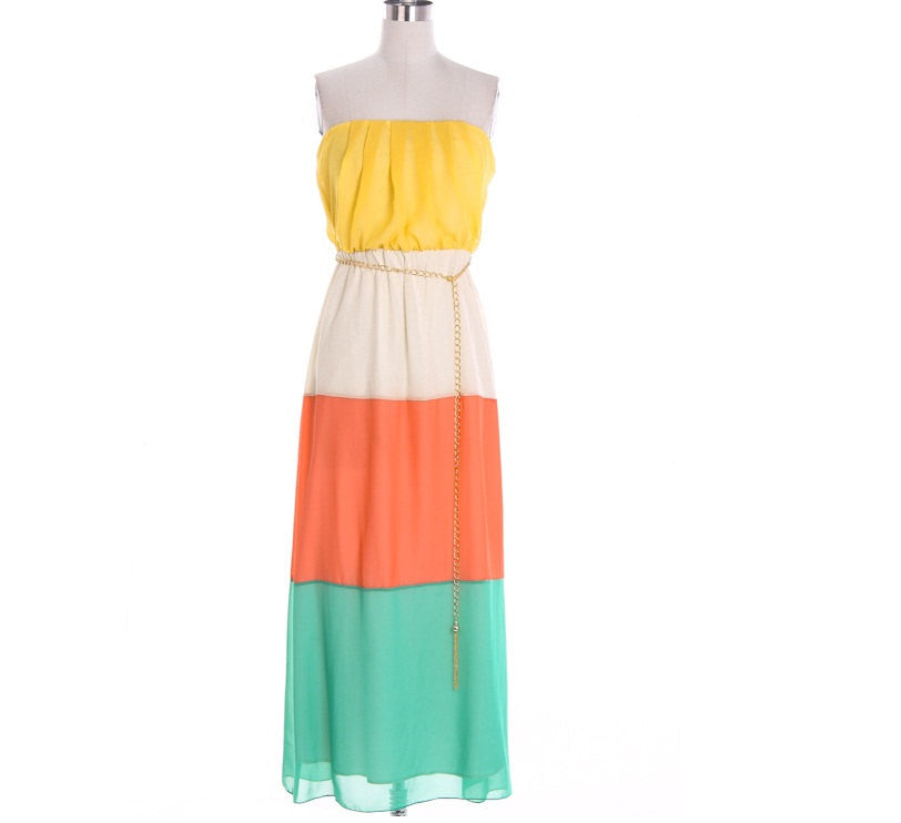 Strapless Colorblock Maxi Dress - Bean Concept - Etsy