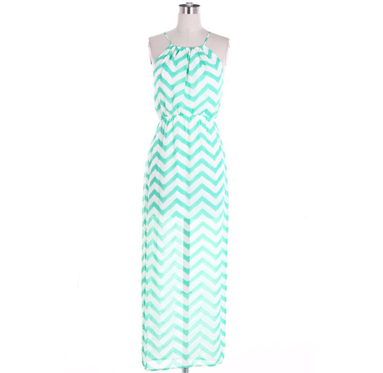 Chevron Maxi Dress with Open Back - Bean Concept - Etsy