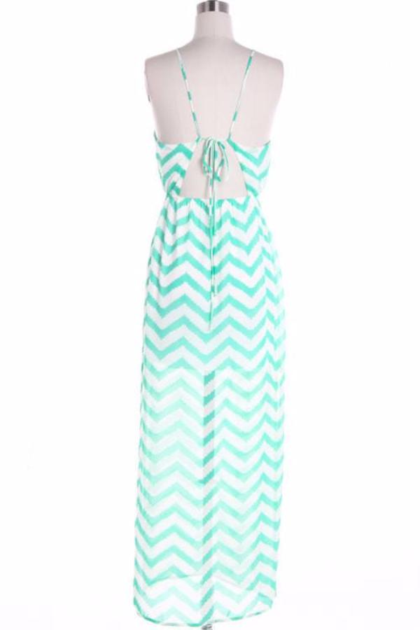 Chevron Maxi Dress with Open Back - Bean Concept - Etsy