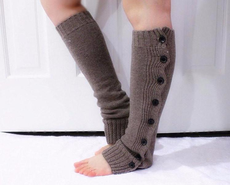 Taupe Brown Cozy Knitted Leg Warmer with Button Closure – Dailyaccessoriez